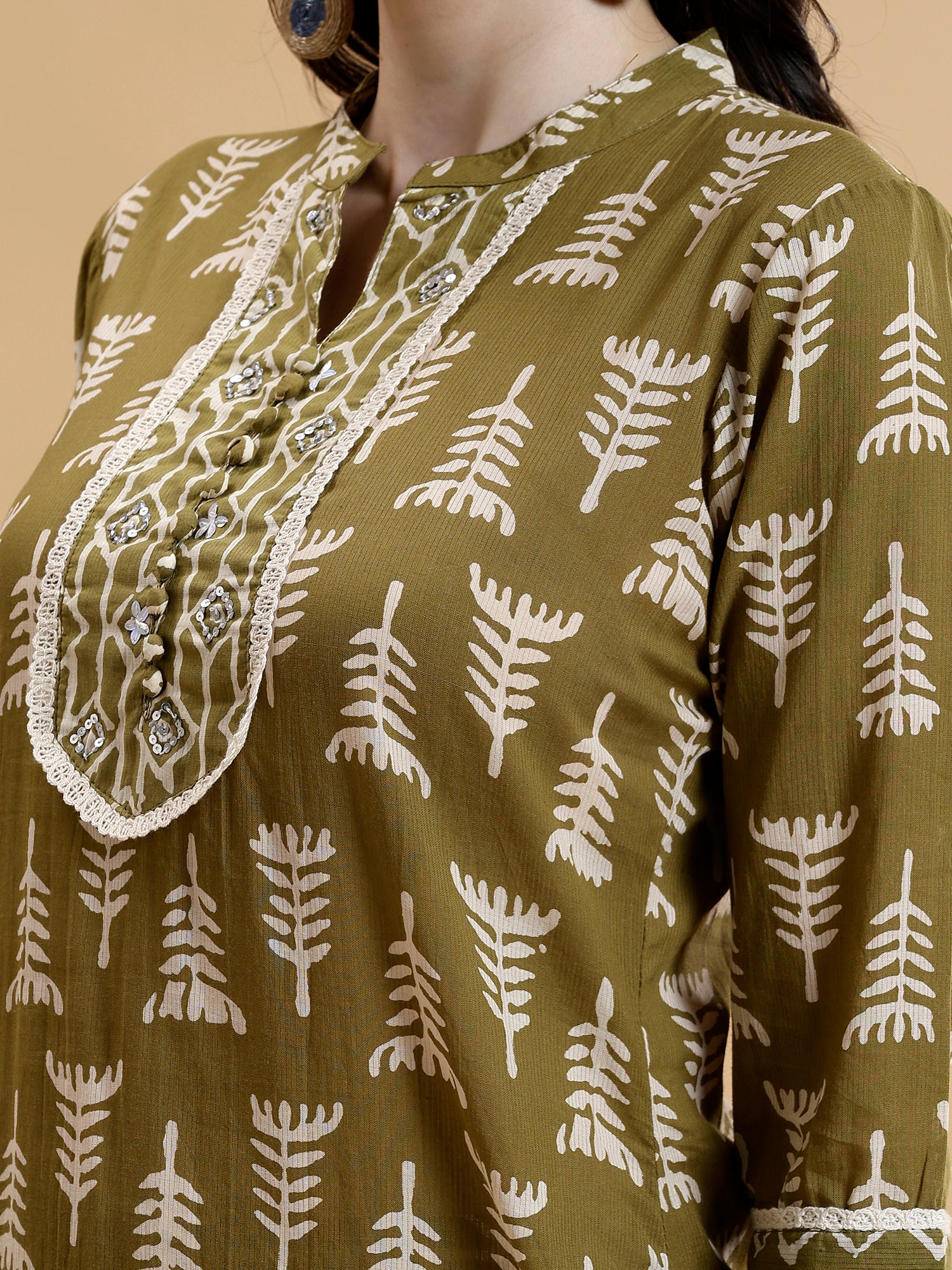 Ethnic Motifs Printed Pure Cotton Kurta with Trousers & With Dupatta - Five Miles