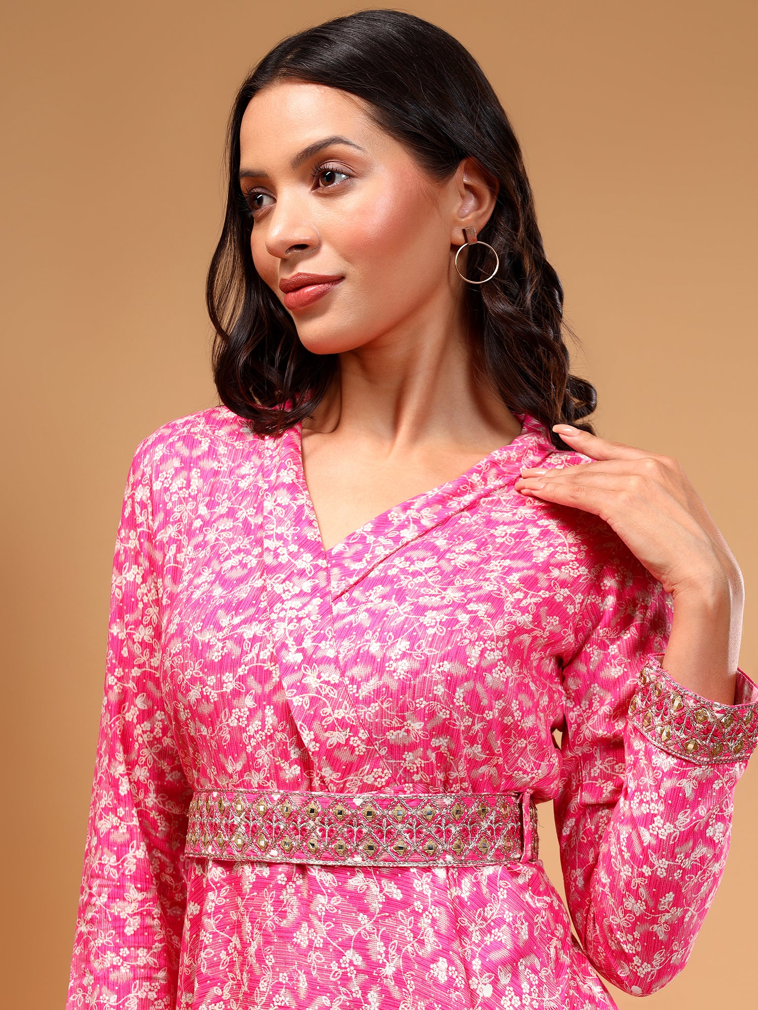 Floral Printed Tunic & Trouser With Embroidered Belt - Five Miles