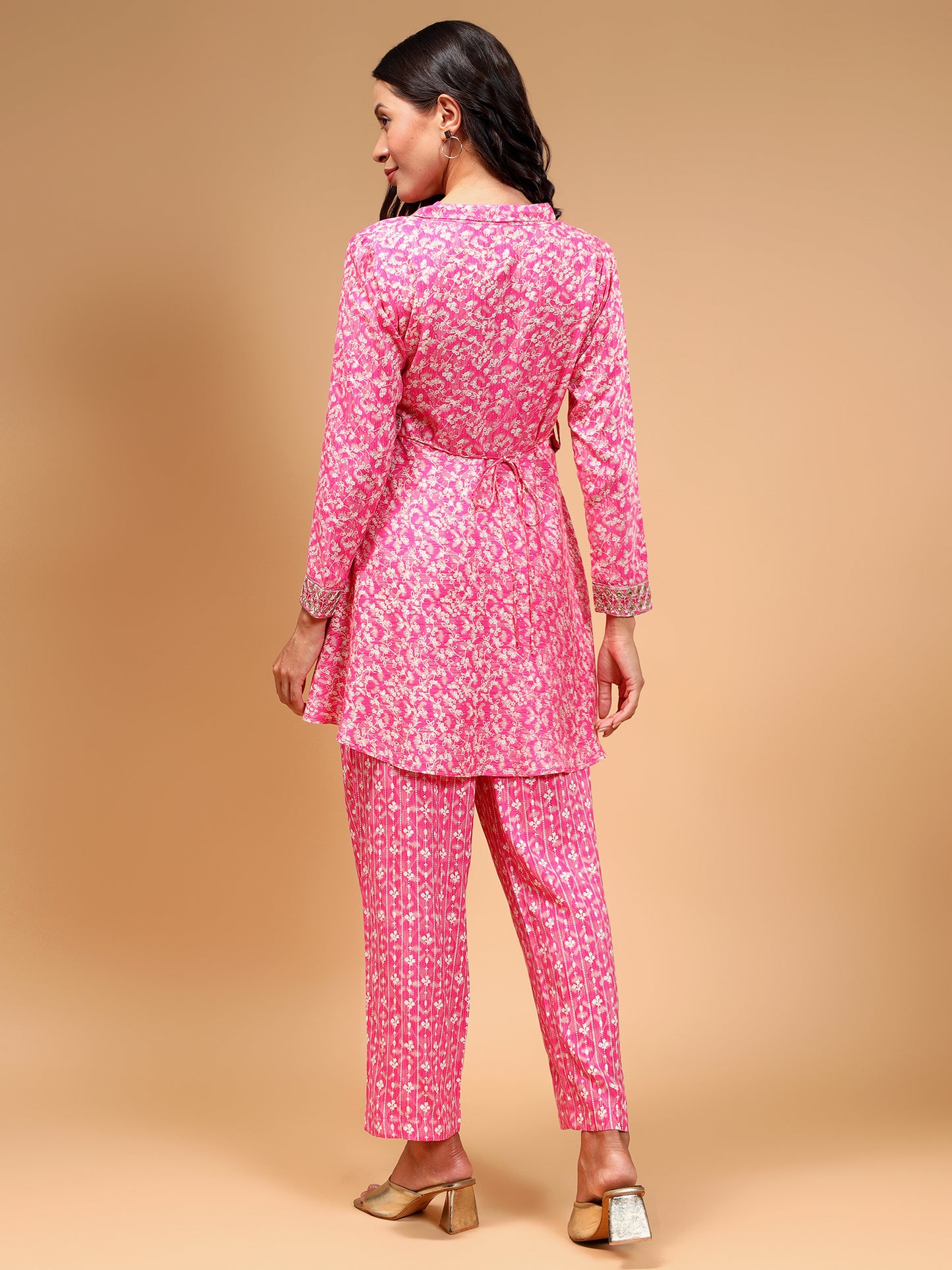 Floral Printed Tunic & Trouser With Embroidered Belt - Five Miles