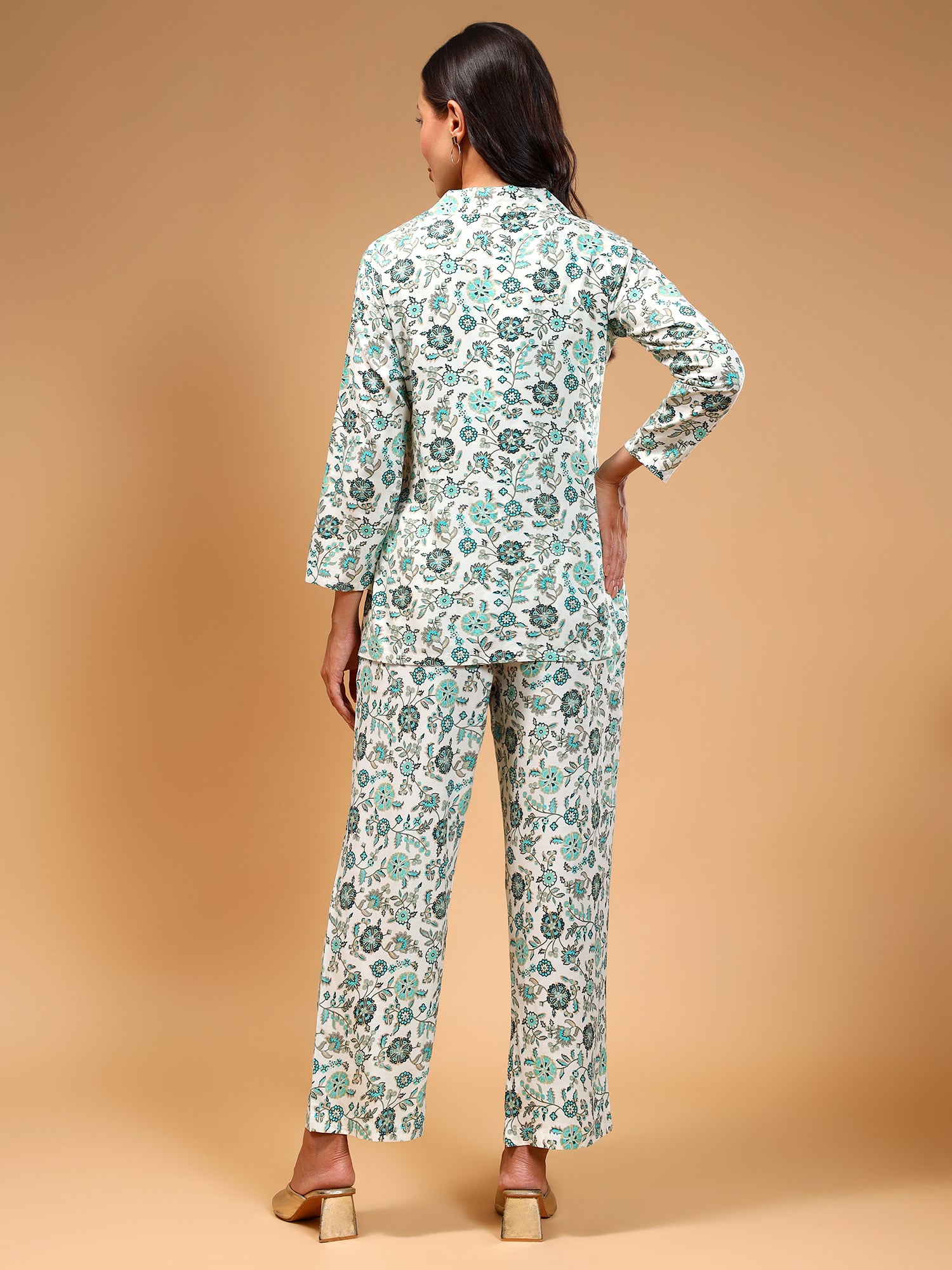 Floral Printed Top & Trousers With Shrug - Five Miles