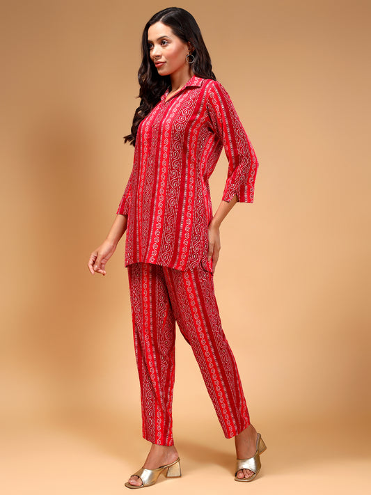 Bandhani Printed Tunic With Trouser - Five Miles