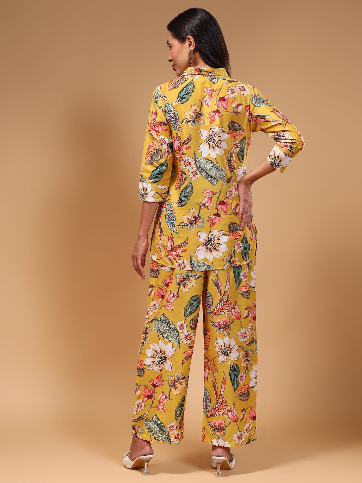 Floral Printed Shirt Collar Tunic With Trouser - Five Miles