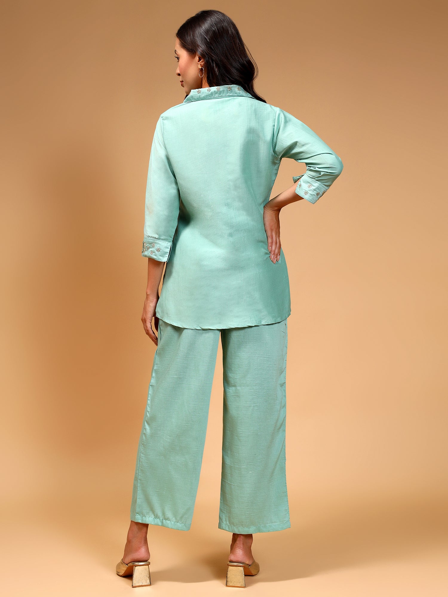 Embellished Shirt Collar Tunic With Trouser - Five Miles